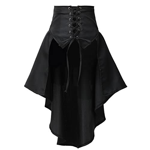 COSDREAMER Steampunk Damen Röcke Taillengürtel für Frauen Rüschen Piraten Korsett Kostüme, Black, 42 von COSDREAMER