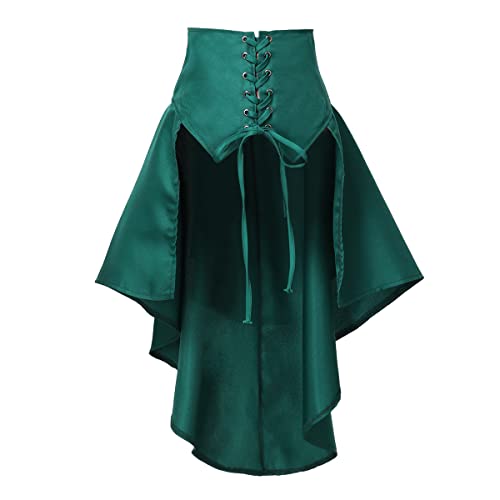 COSDREAMER Steampunk Damen Röcke Taillengürtel für Frauen Rüschen Piraten Korsett Kostüme, Grün, 34 von COSDREAMER