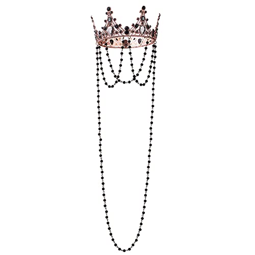 Damen Hochzeit Krone Tiara Barock Königin Perlen Kette Krone (schwarz) (schwarz) von COSDREAMER