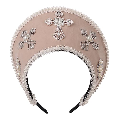 Damen Kopfschmuck Tudor Renaissance Royal French Hood Coronet (beige) von COSDREAMER