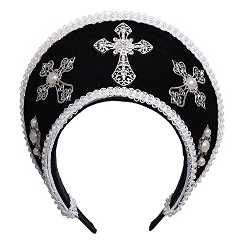 Damen Kopfschmuck Tudor Renaissance Royal French Hood Coronet (schwarz) von COSDREAMER