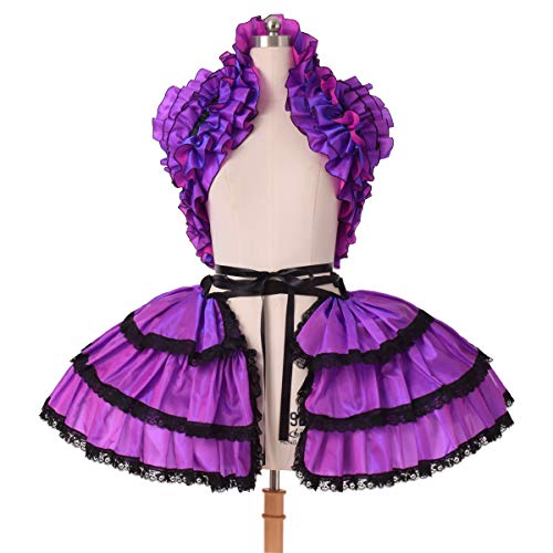 COSDREAMER Damen viktorianischer Petticoat Gothic Steampunk Rüschen Korsett Crop Hoop Rock (Violett) von COSDREAMER