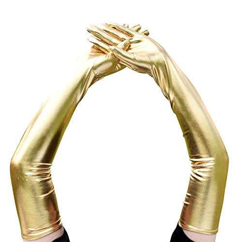 COSFAN 1 Paar Damen Langer Handschuh,Lackleder Handschuhe,Glänzende Fingerhandschuhe für Cosplay Oper Tanz Abend Party Kostüm COSFAN 1 Paar Damen Langer Handschuh,Lackleder Handschuhe,Glänzende Fingerhandschuhe für Cosplay Oper Tanz Abend Party Kostüm von COSFAN