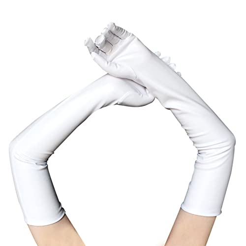 COSFAN 1 Paar Damen Langer Handschuh,Lackleder Handschuhe,Glänzende Fingerhandschuhe für Cosplay Oper Tanz Abend Party Kostüm von COSFAN