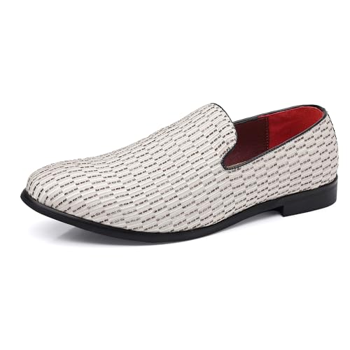 COSIDRAM Herren Schuhe Loafers Kleid Slipper Smoking Anzug Mokassins Slip on Freizeitschuhe für Männer Weiß 47 von COSIDRAM