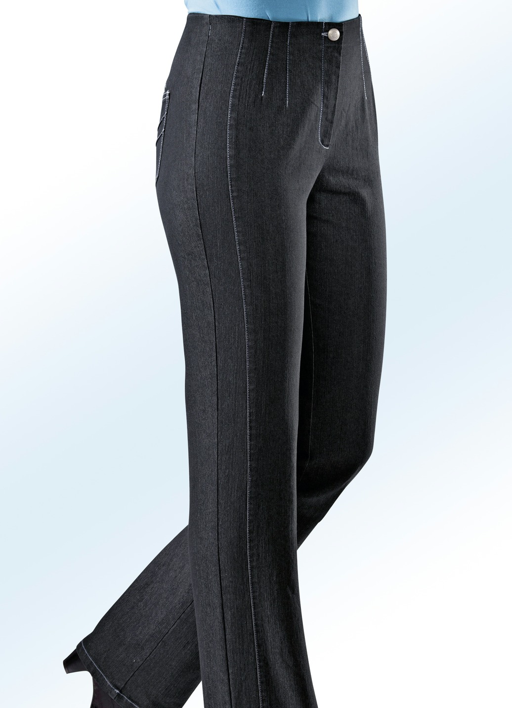 Jeans mit angeschnittenem Bund, Schwarz, Größe 23 von COSMA