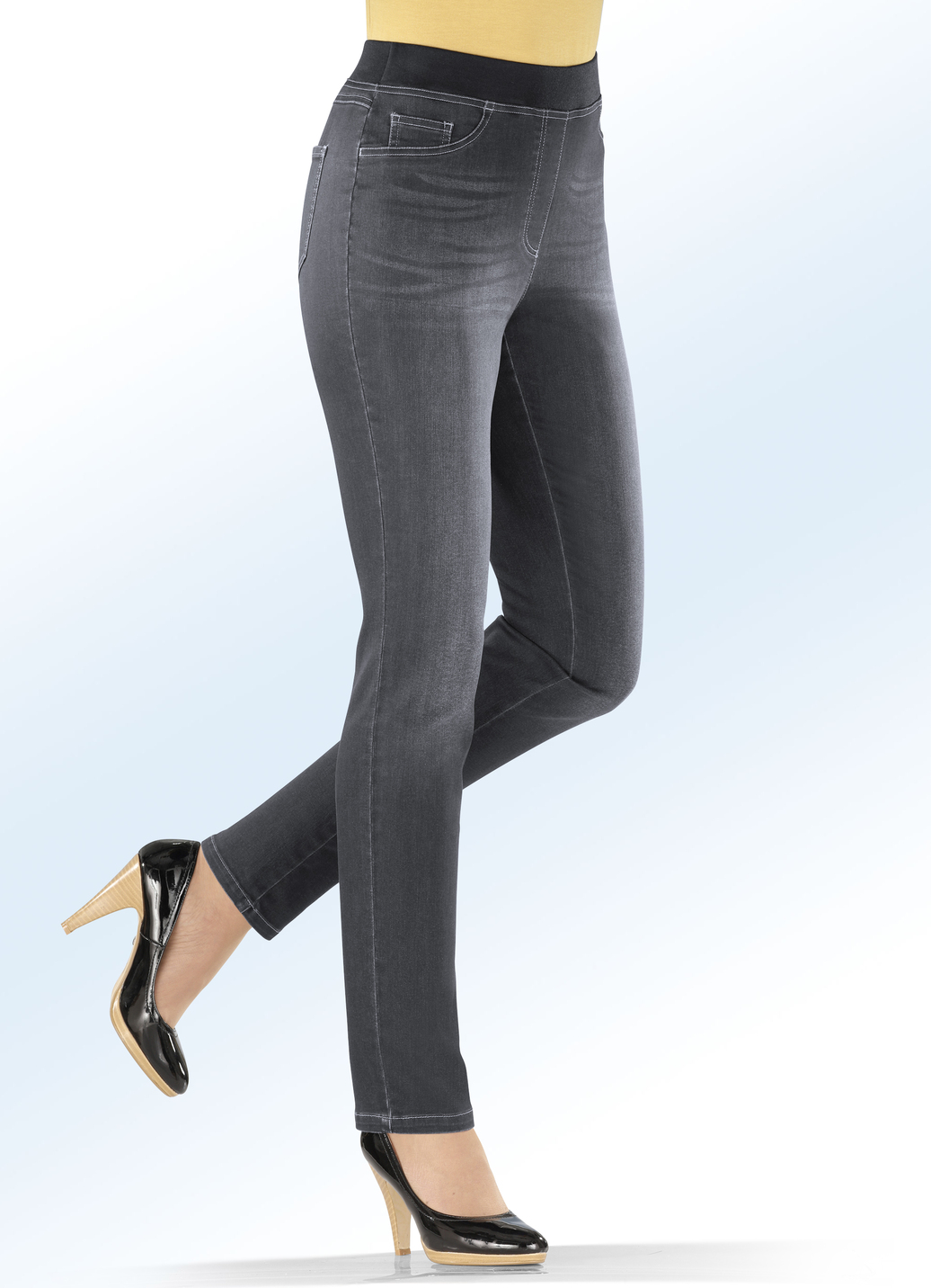 Power-Stretch-Jeans in Schlupfform, Grau, Größe 36 von COSMA