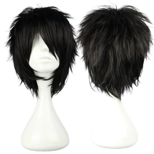 COSPLAZA Cosplay Wig Kostueme Perücke Short Rock Spiky gerade Schwarz Heat Resistant 30cm Party Haar Perücken von COSPLAZA