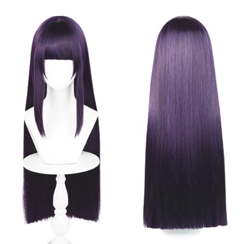 COSPLAZA Hyuga Hinata Nagihiko Fujisaki 80cm Deep Purple Lange Gerade Anime Perücke Damen Cosplay Kostüm Perücke mit Bangs von COSPLAZA