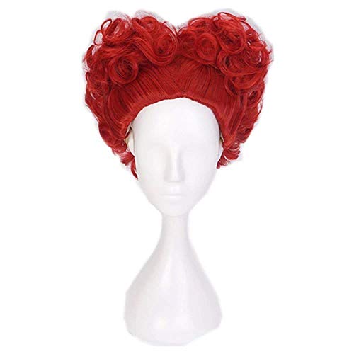 COSPLAZA Perücke Kurze Curly Wave Anime Rotes Herz Styled Red Heart Theme Party Cosplay Wigs von COSPLAZA