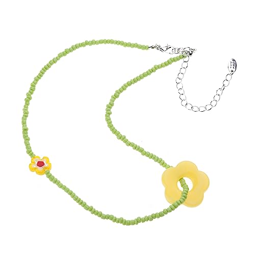 COSSIKA Anhänger-Halskette, Blumen-Perlen-Halsketten, Blumen-Halskette, Anhänger-Halsketten, Perlen-Choker, Harzmaterial, perfektes Geschenk für Mädchen und Kinder von COSSIKA