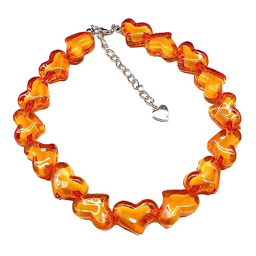 COSSIKA Anhänger Halskette Acryl Herz Perlen Halskette Mode Kristall Herz Halsband Halskette Valentinstag Schmuck Geschenk für Frauen von COSSIKA