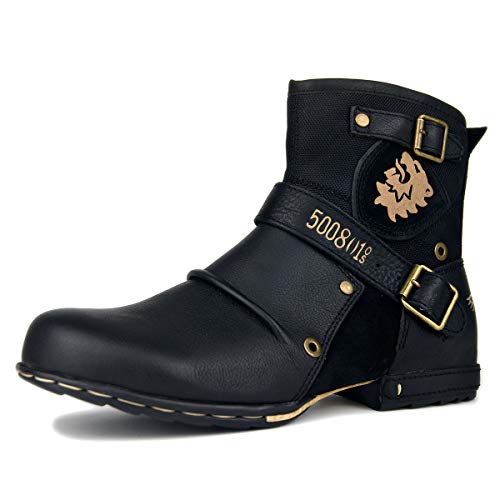 Herren Stiefel aus Leder Rindsleder mit Gummisohle Biker Motorrad Boots mit Reißverschluss Retro CD-5008-1-N, Schwarz US14(EU48) Herren Stiefel aus Leder Rindsleder mit Gummisohle Biker Motorrad Boots mit Reißverschluss Retro CD-5008-1-N, Schwarz US14(EU48) von COWSDELLA