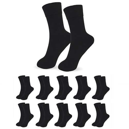 COZ Fashion Business Socken Herren Lange Freizeit-Socken Herrensocken für Herren hoher Baumwollanteil mit Komforbund (DE/NL/SE/PL, Numerisch, 43, 46, Regular, Regular, 10x Schwarz) von COZ Fashion