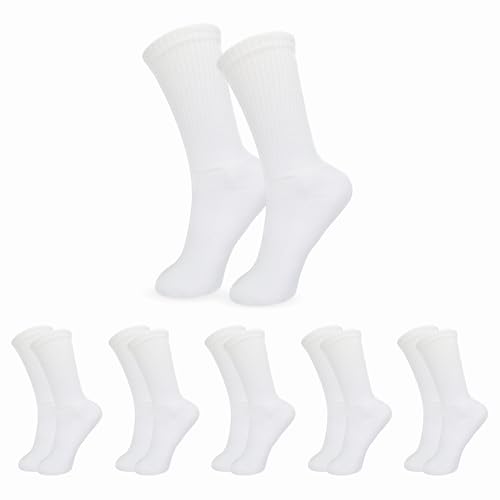 COZ Fashion Tennissocken Herren & Damen Sport Socken Lange Freizeit-Socken aus Baumwolle mit Komfortbund & Atmungsaktive Funktion 5x Weiß 35-38 von COZ Fashion