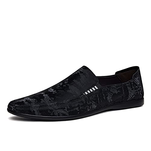 Für Herren, Herren-Loafer, PU, ​​runde Zehenpartie, Kunstleder mit Schlangenmuster, Nahtdetails, rutschfest, bequem, leicht, rutschfest, flacher Absatz, Abschlussball, Gehen ( Color : Schwarz , Size : von COZYJIA