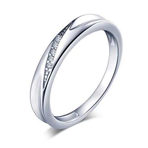 CPSLOVE 925 Sterling Silber Herren und Damen Paar klingeln, Wellenförmiger Diamant-Ehering, beste Geschenk für Valentinstag und Weihnachten Größe:52(Innendurchmesser:16.6mm) von CPSLOVE