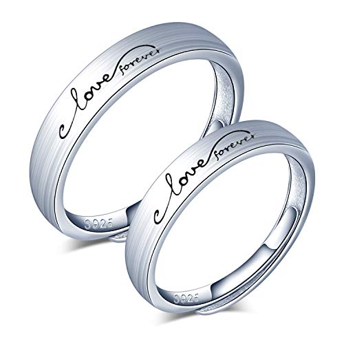 CPSLOVE 925 Sterling Silber Herren und Damen Paar klingeln, love forever Trauringe, Einstellbare Größe, Valentinstag Weihnachten Hochzeitstag Geschenk von CPSLOVE