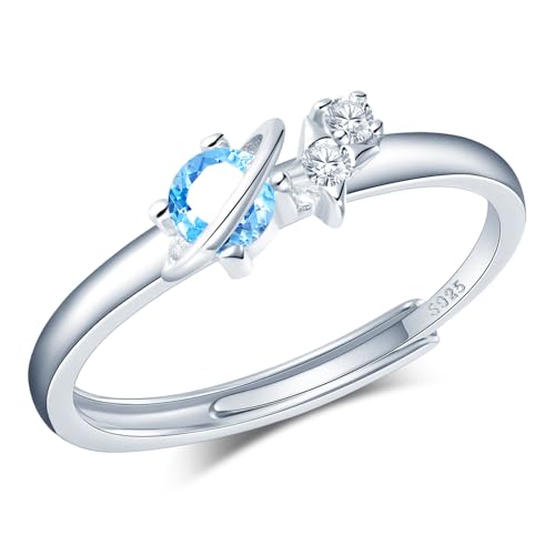 CPSLOVE Elegante Damen Silber Verstellbare Ringe 925 Sterling Silber Mädchen Kreativer Planet - Stern Zirkon Ring Offener Ring Paar Ringe von CPSLOVE