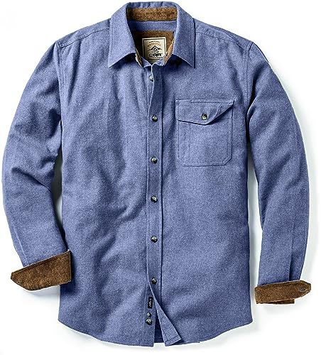 CQR Herren Langarm Flanell bequemes Button-up Baumwollhemd, Hof113 1pack - French Blue, L Tall von CQR