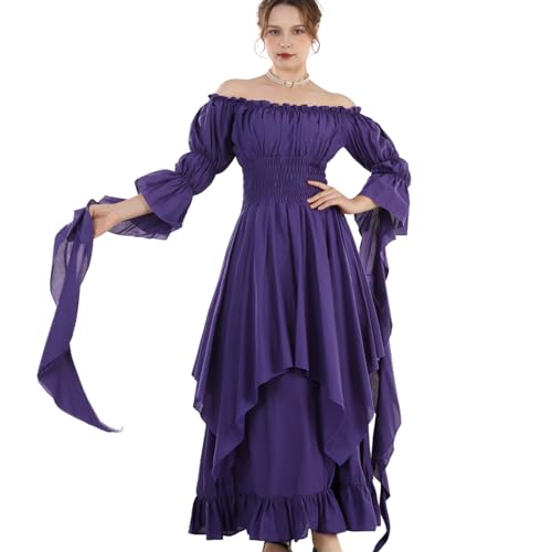 CR ROLECOS Viktorianisches Kleid Renaissance KostümHexenkleid Mittelalterliches Hochzeitskleid Violett L/XL von CR ROLECOS