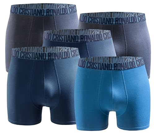 CR7 - 5er Pack Boxershorts Trunk Herren - by Cristiano Ronaldo - Blue-Mix - Gr. M von CR7