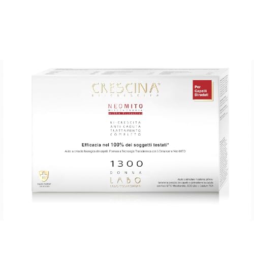 Crescina Transdermic Neo Mito Doppelbehandlung für Haarwachstum und gegen Haarausfall, 1300, Damen, 20 Ampullen (10 + 10) von CRESCINA