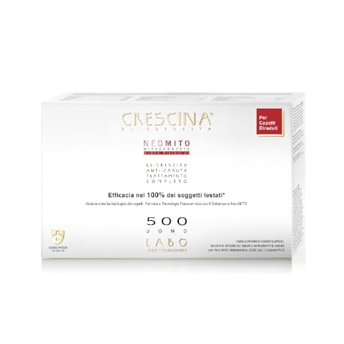 Crescina Transdermic Neo Mito Doppelbehandlung für Haarwachstum und gegen Haarausfall, 500 für Herren, 20 Ampullen (10 + 10) von CRESCINA