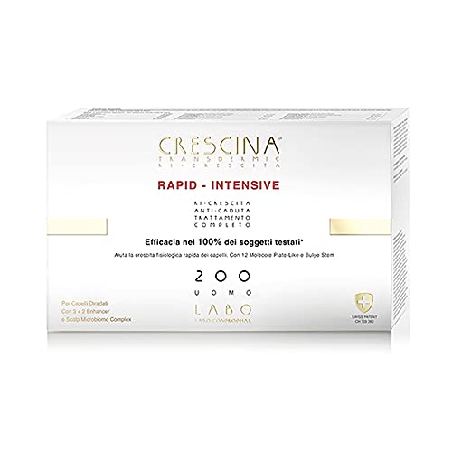 Labo Crescina Transdermic Rapid Intensive, doppelte Behandlung gegen Haarausfall und Nachwachsen, 200 Herren, 20 + 20 Ampullen von CRESCINA