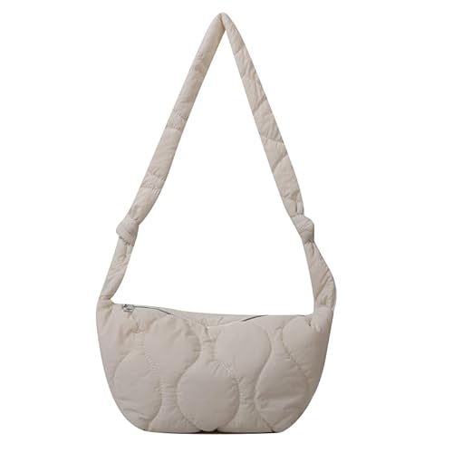 CRGANGZY Damen-Kissen-Shopper-Tasche mit Reißverschluss, weiche Daunen-Baumwolle, gepolsterte Tragetasche, einfarbig, gesteppt, einfache Umhängetasche, leicht, for Herbst und Winter, for Mäd von CRGANGZY