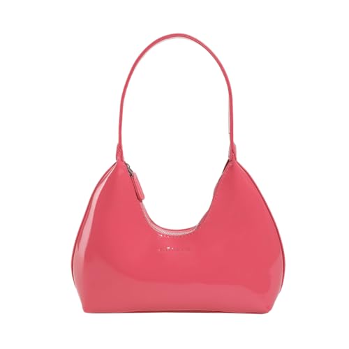 CRGANGZY Damen-Tragetasche aus Lackleder, vielseitige modische Umhängetasche, lässige Umhängetasche, Hobo-Tasche, Reißverschluss, Achselhöhlentasche, Mädchen-Shopper-Geldbörse (Rosa) von CRGANGZY