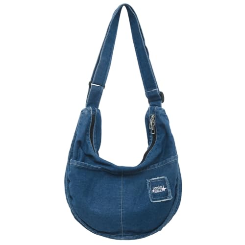 CRGANGZY Damen-Umhängetasche aus Segeltuch, zusammenklappbar, Vintage-Schultertasche, multifunktional, verstellbare Schultergurte, Damen und Mädchen, trendige Tasche (Dunkelblau) von CRGANGZY