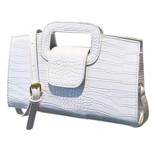 CRGANGZY Elegante Handtaschen for Damen, Tasche mit Tragegriff, großes Fassungsvermögen, PU-Leder, Retro-Umhängetasche, einfarbig, modische Umhängetasche, verstellbarer Riemen for Arbeit, Re von CRGANGZY