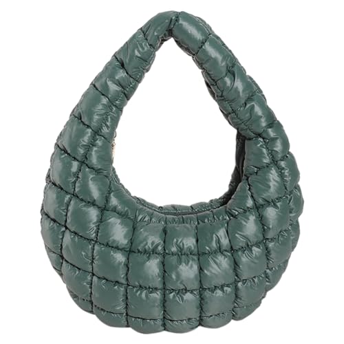 CRGANGZY Gepolsterte Hobo-Tasche for Damen, vielseitige, weiche Umhängetasche, leichte Daunen-Clutch, gesteppte Tragetasche, stilvolle Handtasche for Mädchen (grün) von CRGANGZY