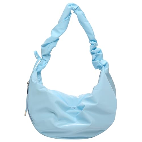 CRGANGZY Geraffte modische Handtasche mit Reißverschluss, Kordelzug, lässige Schultertasche, einfarbige Umhängetasche mit verstellbarem Schultergurt, Unterarmtasche for Frauen und Mädchen (b von CRGANGZY