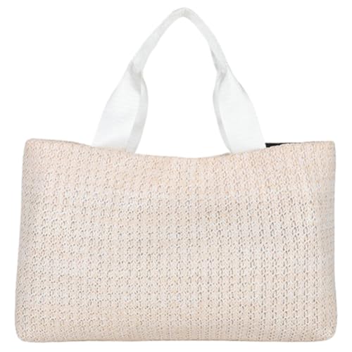 CRGANGZY Gewebte Damen-Einkaufstasche, modische gewebte Handtasche, großes Fassungsvermögen, handgefertigte Umhängetasche, lässig, stilvoll, Strandtaschen, einfache Handtasche mit Griff oben von CRGANGZY