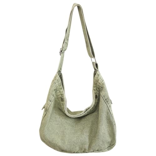 CRGANGZY Hobo-Umhängetasche for Damen, Vintage-Stil, lässige Umhängetasche, Distressed-Umhängetasche, einfarbig, verstellbarer Schultergurt, Pendlertasche (grün) von CRGANGZY