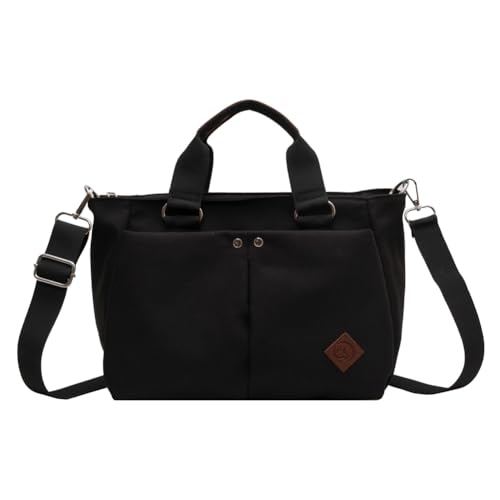 CRGANGZY Modische Umhängetasche for Damen, große Kapazität, leichte Tragetasche, verstellbarer Riemen, einfarbige Umhängetasche, mehrere Taschen, Nylon-Umhängetasche (schwarz) von CRGANGZY