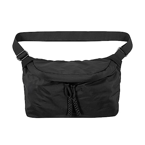 CRGANGZY Nylon Sport Hüfttasche Herren Damen Crossbody Brusttasche Reißverschluss Große Kapazität Wasserdicht Leicht Outdoor Bauchtasche, Schwarz, modisch von CRGANGZY