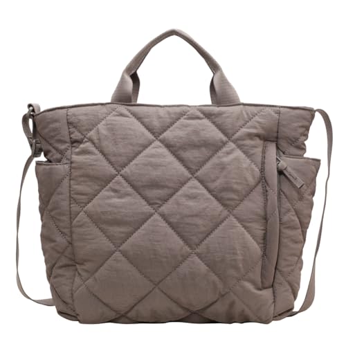 CRGANGZY Puffer-Hobo-Handtasche for Damen, leicht, flauschig, Umhängetasche, großes Fassungsvermögen, gepolsterte Umhängetasche, Umhängetasche, Reisetasche, Winter-Shopper-Tasche (grau) von CRGANGZY