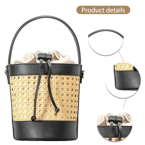 CRGANGZY Rattan-Tasche, PU-Leder, Stroh, Strandtasche, Urlaub, Reise, Handtasche für Damen (weiß) von CRGANGZY