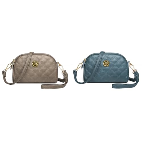 CRGANGZY Retro-Umhängetasche for Damen, PU-Leder, mehrere Taschen, Outdoor-Tasche (Khaki) von CRGANGZY