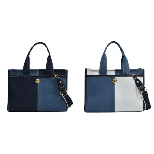 CRGANGZY Retro-Umhängetasche for Damen, kontrastfarben, Denim, Outdoor-Tasche (Dunkelblau) von CRGANGZY