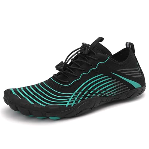 CRGANGZY Wasserschuhe, leichte Aquaschuhe, rutschfest, ergonomisch, Watschuhe, atmungsaktiv, bequem, Schwimmschuhe, schnell trocknend, for Wassersport (Schwarzgrün 45) von CRGANGZY