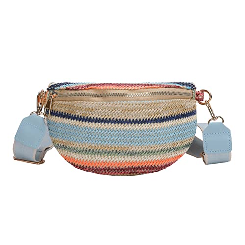 Regenbogen-gestreifte Bauchtasche, modische Schultertasche, lässig, verstellbarer Riemen, einfach, bunt for Wochenendurlaub, blau, Western von CRGANGZY