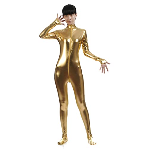 CRITOR Damen Metallic Wetlook Catsuit, glänzende Metallic Leder-Bodysuit Catsuit S-3xl von Frauen von CRITOR