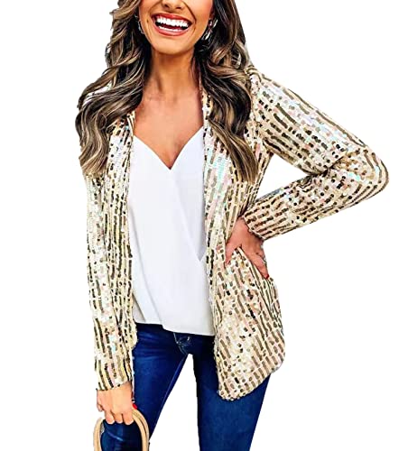 CRITOR Frauenpaillette Blazer Jacke Sparkle Anzug Blazer Frauen Silber/Gold Pailletten Blazer Jacken von CRITOR