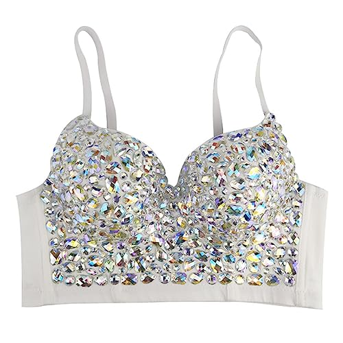 Croset-Top für Damen mit Strasssteinen, Bustier-BH mit Kristallen für Damen, glitzerndes Clubwear-Party-Bustier-Crop-Top von CRITOR