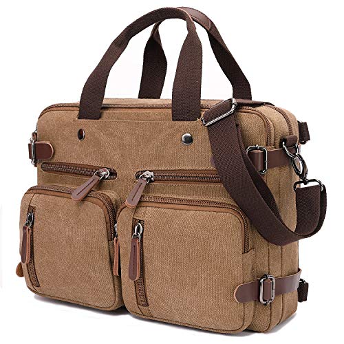 CROCOD Umwandelbarer Laptop-Rucksack, 17,3 Zoll, Messenger-Tasche für Damen/Herren Braun coffee 17.3 Inch von CROCOD