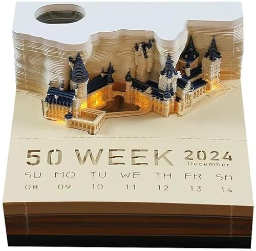 3D-Kalender 2024 2024-Kalender Castle 3D-Notizblock 2024-Kalender 3D-Notizen Praktische Aufkleber DIY-Karten-Bastel-Notizblock Kreative Tischkalender for Kinder ， for Notizen, Lesezeichen/436 von CROKZ